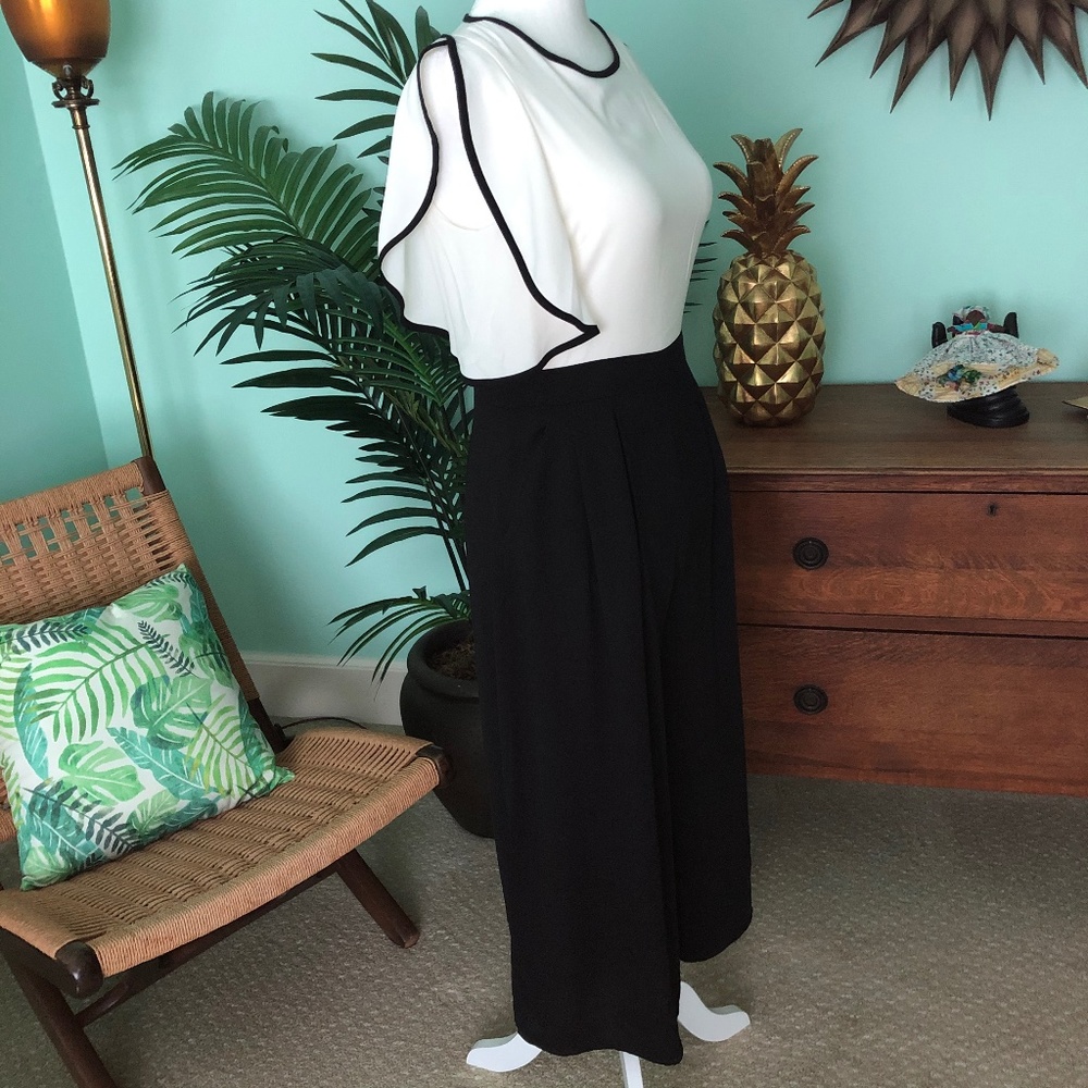 Vince Camuto Ruffled Two-Tone Crop Jumpsuit NWT